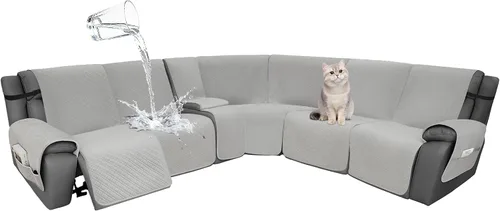Vista 43 de Fundas de terciopelo 10% impermeables para sofá modular reclinable en forma de L, 1 pieza, fundas acolchadas para sofá reclinable esquinero, juego