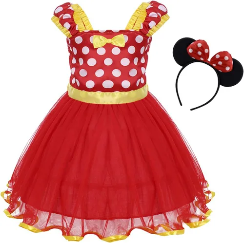 Vista 32 de IWEMEK - Maillot de ballet con diadema para niña con lunares, disfraz con diadema, leotardo