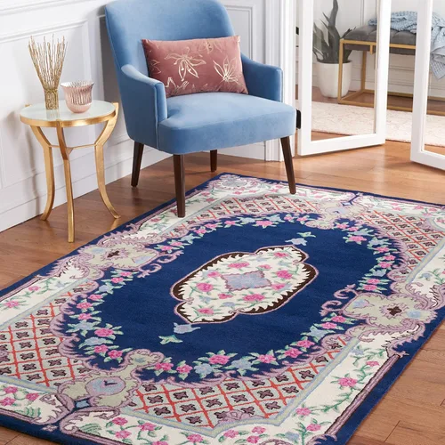 Vista 21 de SAFAVIEH Bellagio Collection - Alfombra decorativa de 2 x 3 pies, azul y rosa, hecha a mano de lana de medallón, ideal para zonas de alto tráfico