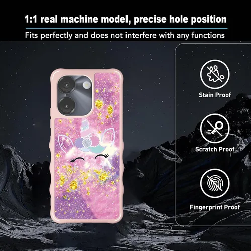 Vista 69 de jioeuinly Funda compatible con Oukitel P1 Pro con protector de pantalla de vidrio templado, policarbonato duro + silicona suave, soporte de anillo