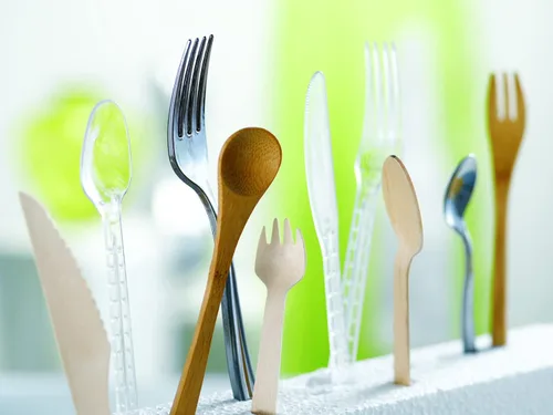 Vista 2 de PacknWood - 210SPKBEM - Tenedores envueltos individualmente - Cubiertos de bambú 100% naturales y compostables, Spork de plástico desechable