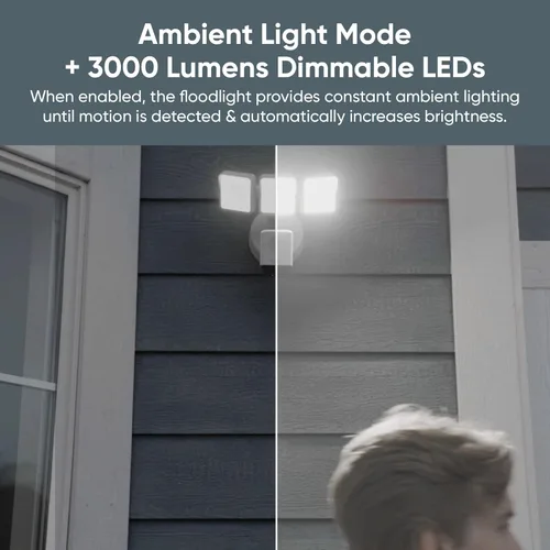 Vista 6 de WYZE Floodlight Camera Pro, Elección de los Editores de PCMag 3000-lúmenes LED, cámara de seguridad exterior HD 2.5K, vista ancha de 180°, visión