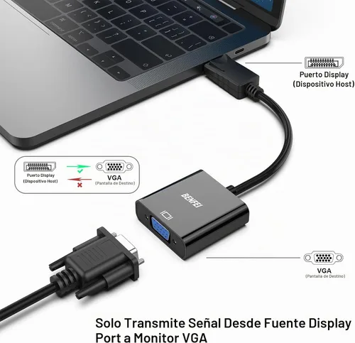 Vista 2 de BENFEI Conversor DisplayPort a VGA, cable macho a hembra chapados para Lenovo, Dell, HP, ASUS. Adaptador de pantalla DP unidireccional a VGA 1080P
