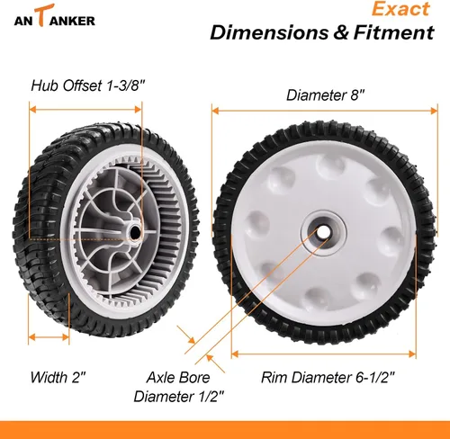 Vista 2 de Ruedas frontales Antanker reemplaza para MTD 734-04018C 734-04018 734-04018A 734-04018B para Troy Bilt Tuff-Cut 210 TB210 TB230 TB240 cortadora