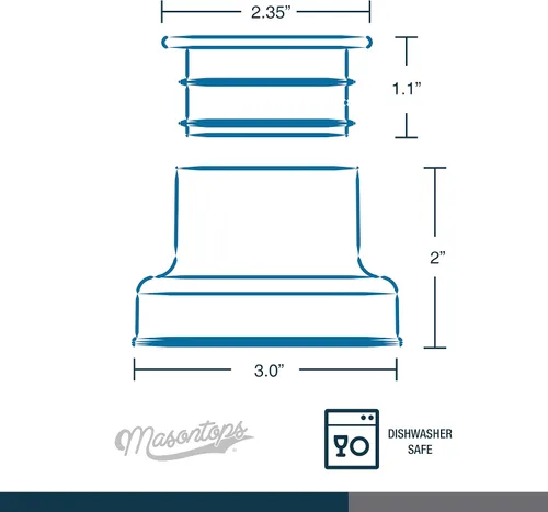 Vista 6 de Masontops Tapas para coctelera, compatibles con cualquier tarro Mason de boca regular, paquete de 2 con tapas jigger de 1 oz, color verde azulado