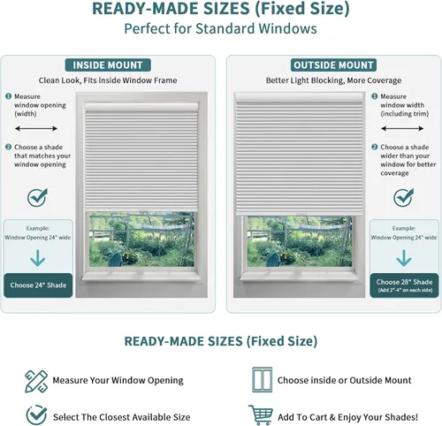 Vista 6 de MYshade CEL19BE36C - Persianas sin cordones y celulares para ventanas interiores con filtro de luz de 1.5 pulgadas de celda de nido de abeja, tela