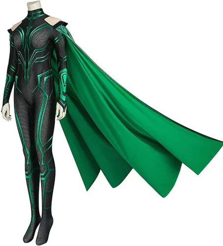 Vista 2 de Disfraz de Hela para niños, overol de cosplay con capa para niñas, traje de Halloween
