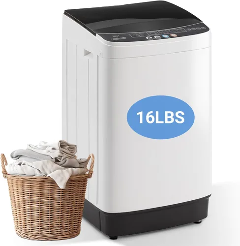 Vista 8 de Erivess Lavadora compacta de 1.9 pies cúbicos, lavadora portátil de 15 libras con 8 programas de lavado, lavadora de lavandería compacta