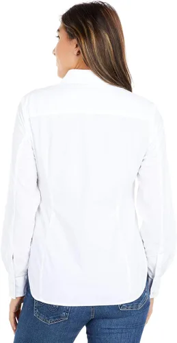 Vista 3 de Tommy Hilfiger Women's Solid Button Collared Shirt with Adjustable Sleeves