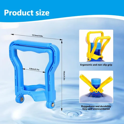 Vista 2 de Paquete de 2 asas de botella de agua resistentes de 5 galones, elevación de doble modo para una o dos personas, agarre ergonómico para un fácil