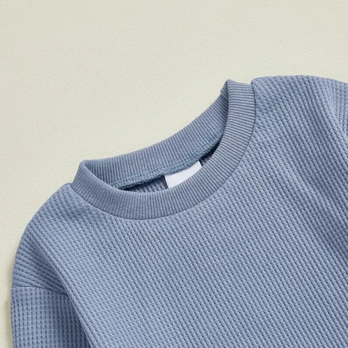 Vista 28 de Kuriozud Conjunto de 2 piezas de sudadera con cuello redondo y pantalones deportivos para niños pequeños para otoño e invierno