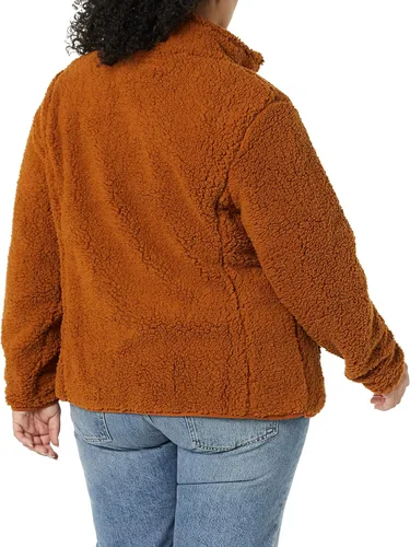 Vista 4 de Tienda Essentials - Chaqueta de sherpa para mujer con forro de vellón polar y cremallera de longitud completa