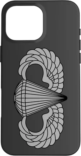 Vista 18 de Insignia básica de paracaidista para iPhone 14, alas de salto aerotransportadas, funda gris