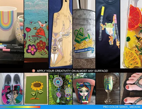 Vista 9 de TOOLI-ART Juego de 22 rotuladores de pintura acrílica, serie Pro Color, punta media de 0.118 pulgadas para pintura de roca, vidrio, tazas, madera