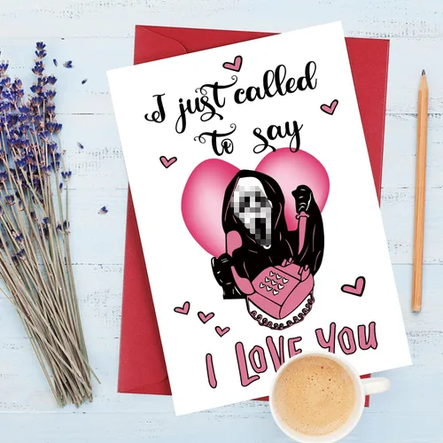 Vista 3 de Divertida tarjeta del día de San Valentín para novio, novia, marido, esposa, "I Called to Say I Love You", tarjeta de aniversario y cumpleaños