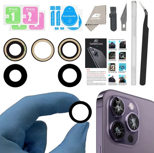 Vista 17 de Reemplazo de lente de vidrio de cámara para iPhone 11, GVKVGIH reemplazo de lente de vidrio de cámara trasera con adhesivo preinstalado, kit