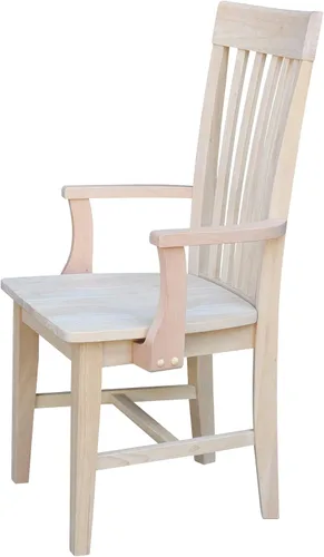 Vista 9 de IC International Concepts, Silla de misión alta con brazos 40 "H, sólido Parawood sillas de comedor, construcción de asiento de caja, muebles