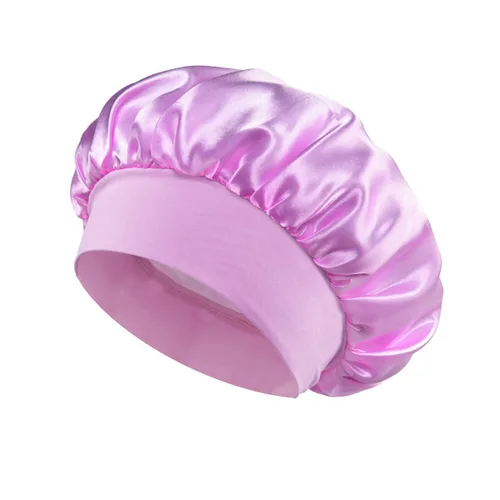 Vista 12 de Gorro de seda blanco para mujeres durmiendo, gorro de seda para dormir, trenzas de cabello rizado, gorra de satén grande para dormir, gorra de noche