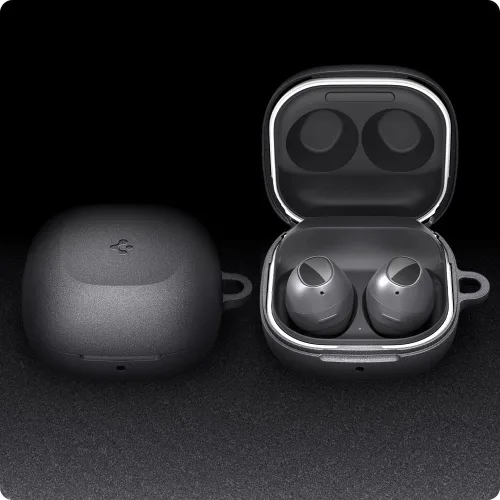 Vista 2 de Spigen Geo Fit para Galaxy Buds Core, Buds FE, Buds 2 Pro y Buds Live Sandstone Coating Non-Slip Grip Texture, Drop Protection Cover with