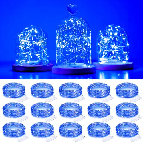 Vista 12 de SmilingTown Guirnalda de luces de hadas funcionan con pilas, paquete de 15 luces LED de 7.2 pies, 20 luces LED de luciérnaga estrellada para boda