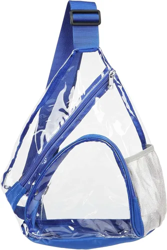 Vista 14 de HULISEN Bolsa de PVC transparente aprobada para estadios, mochila con correa ajustable, Bolsa de bandolera transparente