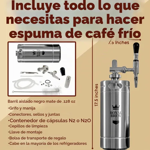 Vista 5 de The Original Royal Brew Nitro - Cafetera fría – Regalo para los amantes del Barril de 128 oz - Acero inoxidable