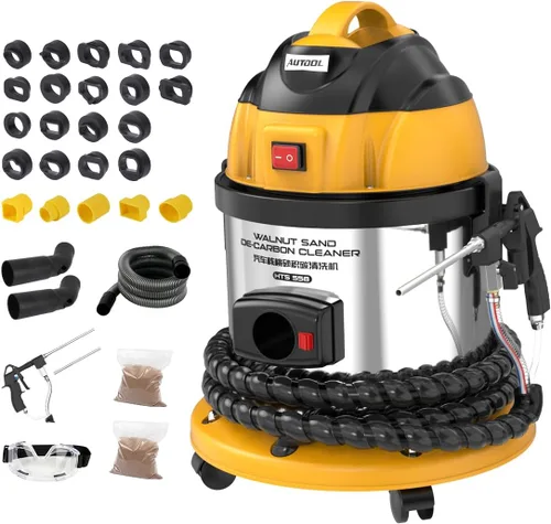 Vista 10 de AUTOOL Walnut Blaster, limpiador de válvula de admisión, kit de pistola de cáscara de nogal de 1400 W para limpieza de carbono, reciclaje de nueces