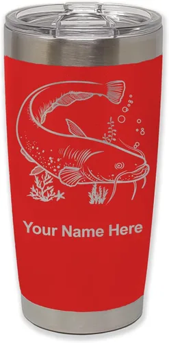 Vista 38 de LaserGram Vaso aislado al vacío de 20 onzas, bagre, grabado personalizado incluido (negro)