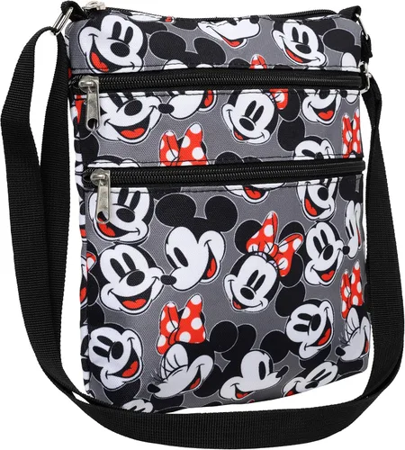 Vista 8 de Disney Bolso cruzado de Mickey Minnie Mouse con estampado de pasaporte y viaje gris