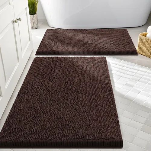 Vista 54 de Juego de alfombras de baño Smiry de 2 piezas, suave alfombra absorbente de chenilla y juego de alfombra en forma de U para inodoro, alfombra de baño