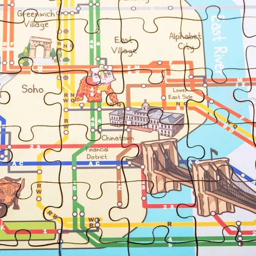 Vista 7 de New York Manhattan - Rompecabezas de madera con mapa del metro de 152 piezas, 10 x 15 pulgadas