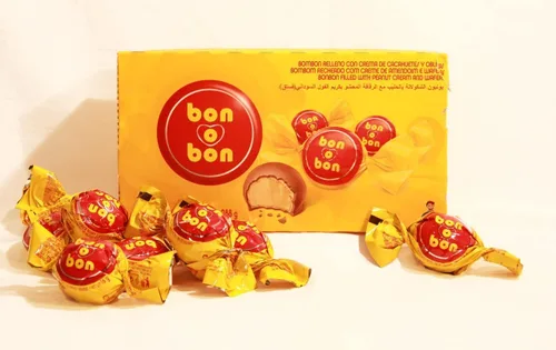 Vista 3 de Bon O Bon Bonbons con relleno de crema de maní y oblea, 450 grs. Dos paquetes