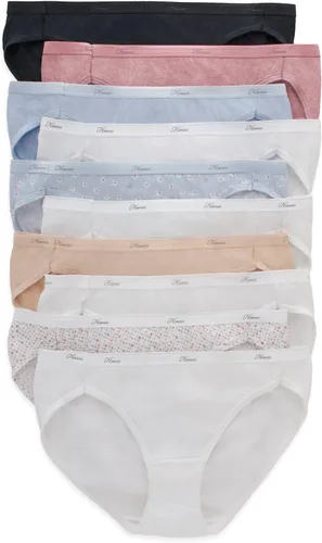 Vista 11 de Hanes Paquete de ropa interior para mujer, paquete de 10, bragas de mezcla de algodón de cobertura completa, ropa interior que absorbe la humedad