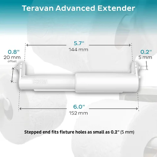 Vista 2 de Teravan Extensor avanzado para papel higiénico extra grande, convierte el soporte para adaptarse a rollos dobles y rollos triples, pestañas