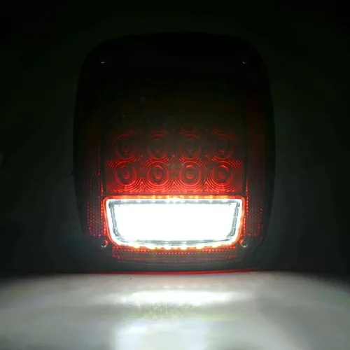 Vista 6 de LIMICAR Luces traseras para RV, luces de remolque cuadradas de 43 LED, 2 piezas de luces traseras rojas/blancas de parada, giro, respaldo, reversa
