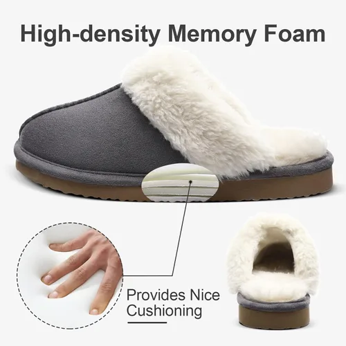 Vista 4 de Litfun Pantuflas mullidas de espuma viscoelástica para mujer, zapatos de invierno para interiores y exteriores