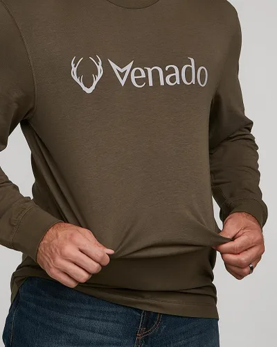 Vista 3 de Venado Camiseta estampada para hombre, camiseta flexible de manga larga, mezcla de algodón suave (ejército, 2XL), Militar