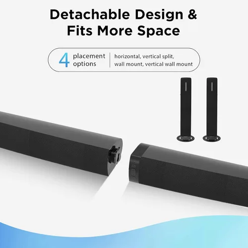 Vista 8 de Barra de Sonido para Smart TV, Barra de Sonido de 90W con Conexión Bluetooth/ARC/Óptica/AUX, Aumento Automático de Volumen, 3 Modos de Ecualizador