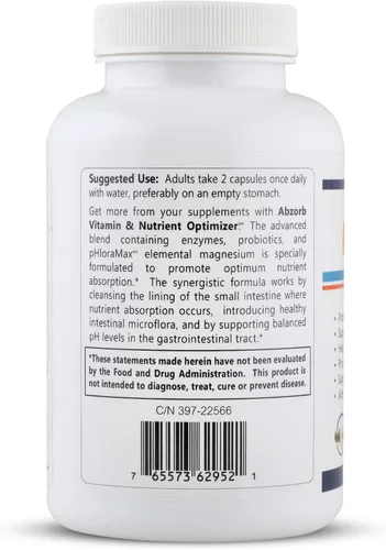 Vista 3 de Abzorb - Optimizador de vitaminas y nutrientes - Enzimas digestivas, probióticos y complejo de óxido de magnesio - Equilibra la flora intestinal
