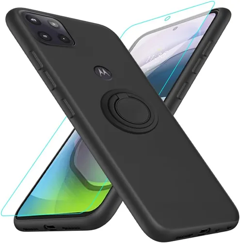 Vista 17 de Funda compatible con Blackview Shark 6/Oscal Tiger 8 con protector de pantalla, soporte de anillo giratorio de 360°, TPU a prueba de golpes, funda