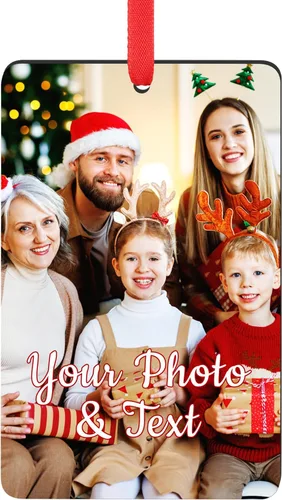 Vista 13 de Paquete de 4 adornos de Navidad personalizados 2025 de cerámica personalizada con foto y texto para decoración de árbol de Navidad, primera Navidad