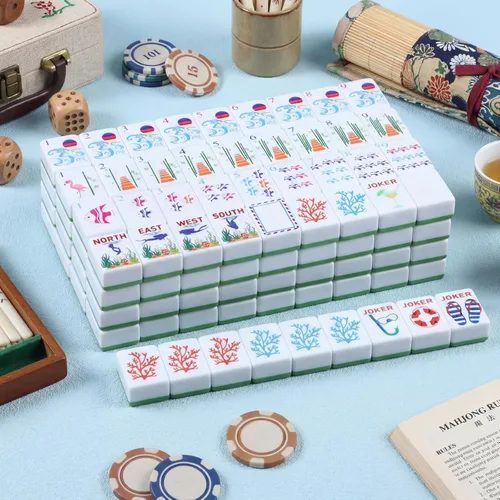 Vista 5 de Arrowbash Juego de 160 azulejos de Mahjong americano, 1.2 pulgadas con Océano japonés