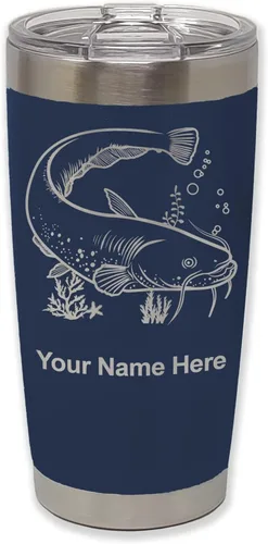 Vista 18 de LaserGram Vaso aislado al vacío de 20 onzas, bagre, grabado personalizado incluido (negro)