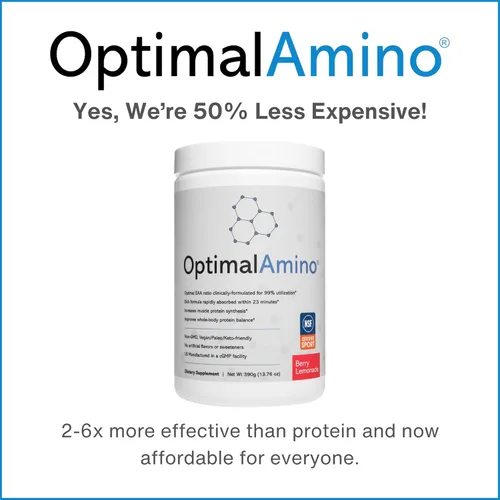 Vista 7 de OptimalAmino® Mejor Bebida de Recuperación Pre/Post Entrenamiento, Suplemento de Aminoácidos Esenciales con 99% de Utilización, Certificado NSF