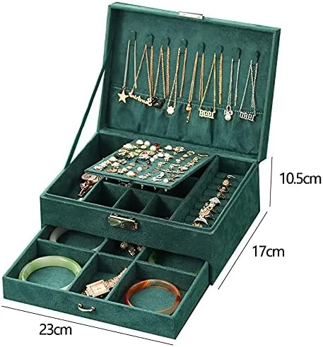 Vista 7 de ProttyLife - Joyero para mujer organizador de joyas de viaje organizador de joyas de 3 niveles caja de joyería para niñas caja de joyería