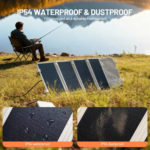 Vista 5 de Litheli Cargador de panel solar portátil de 24 W, mini panel solar plegable para camping, senderismo y uso en ventanas, IP54 impermeable, USB