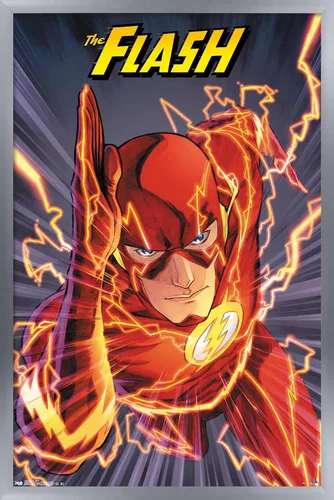Vista 11 de Trends International DC Comics The Flash - Póster de pared de velocidad, 22.4 pulgadas de largo x 14.7 pulgadas, versión enmarcada de madera