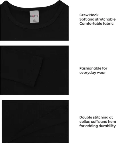 Vista 4 de Camisas básicas de manga larga para niñas, de algodón turco, cuello redondo, ropa de moda