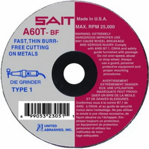 Vista 10 de United Abrasives /SAIT 23040 Rueda de corte 3" X 1/16" X 3/8" (A36T)