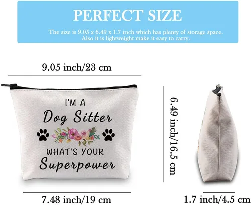 Vista 2 de Regalo para cuidador de perros, paseador de perros, regalo de agradecimiento I'm a Dog Sitter What's Your Superpower Bolsa de maquillaje cosmética